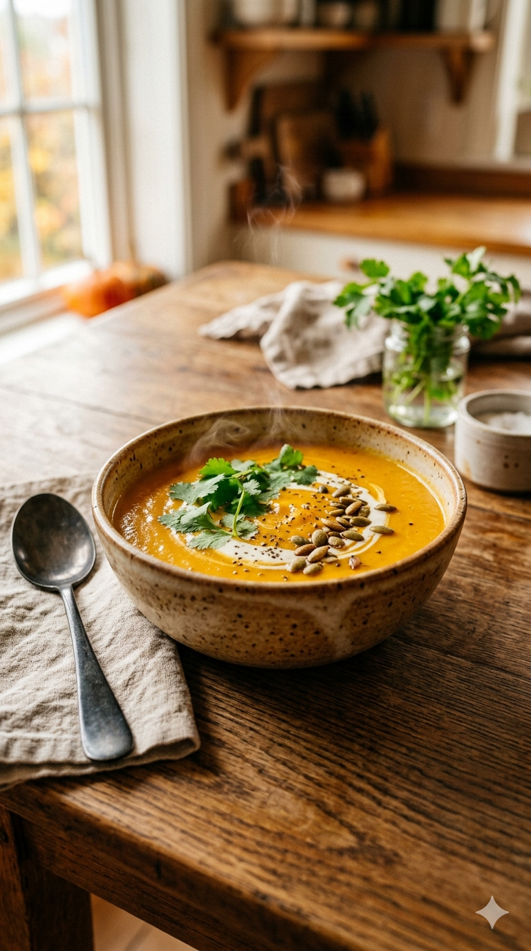 Roasted Carrot Soup with Fresh Coriander: A Comforting, Healthy, and Flavorful Recipe