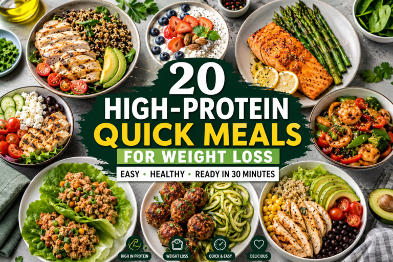 High-Protein Quick Meals for Weight Loss served on a healthy dinner table