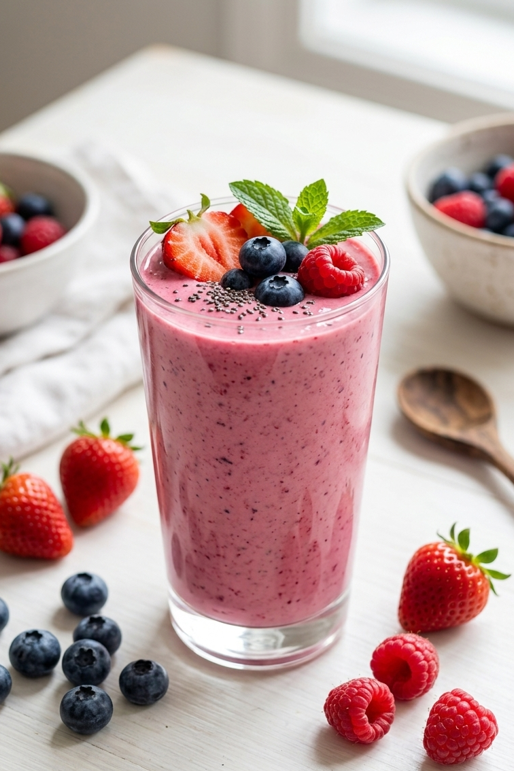 Berry Yogurt Smoothie Recipe: A Healthy Pink Summer Smoothie