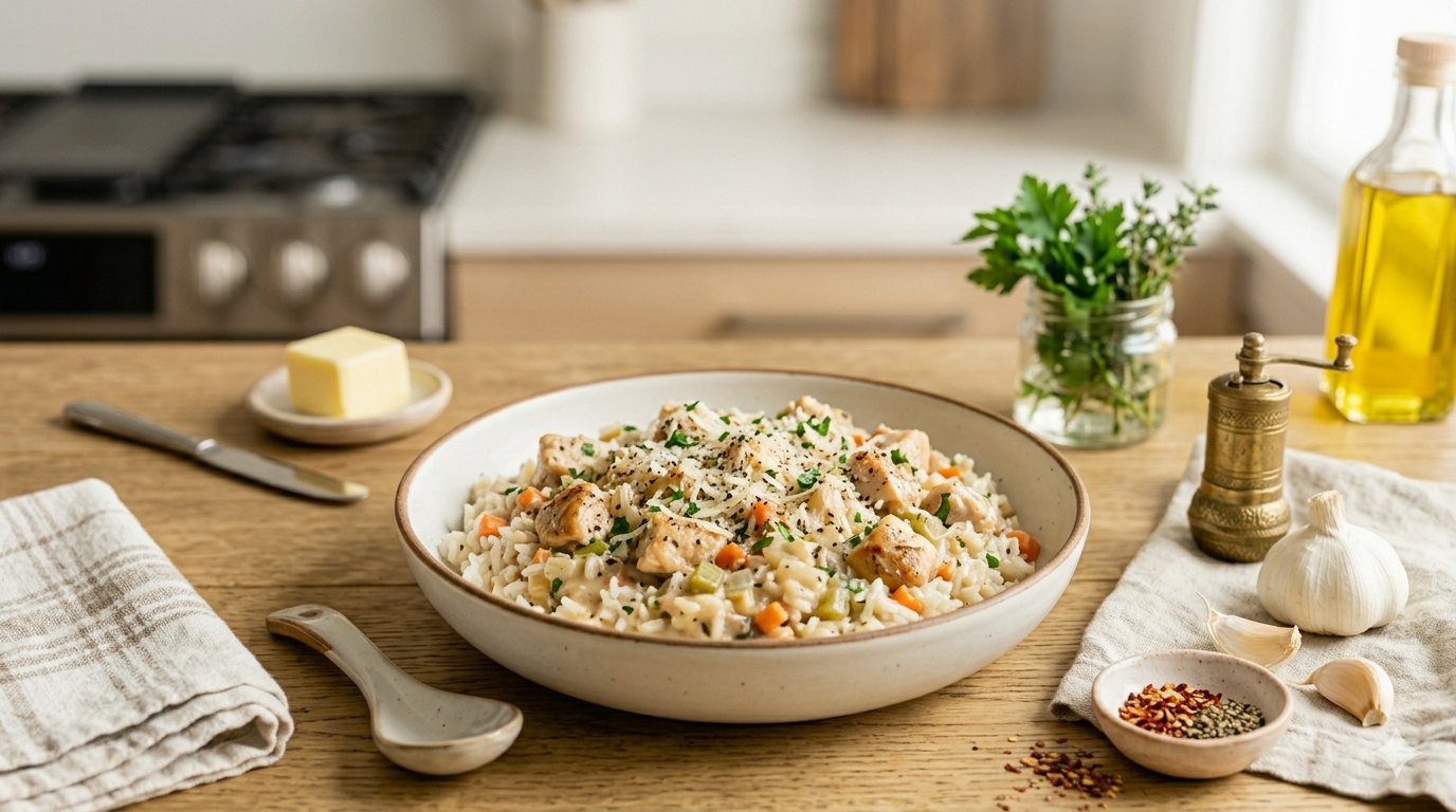 Campbell's chicken and rice recipe in a bowl